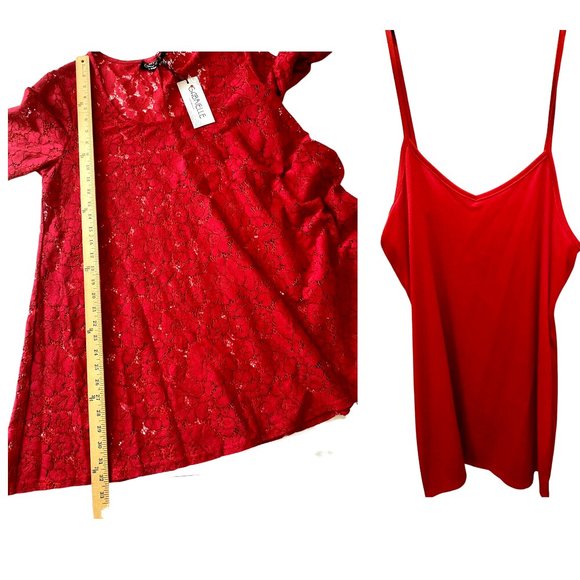 Red Lace Flare Dress with Fitted Red Slip, Size 12 - Picture 1 of 4